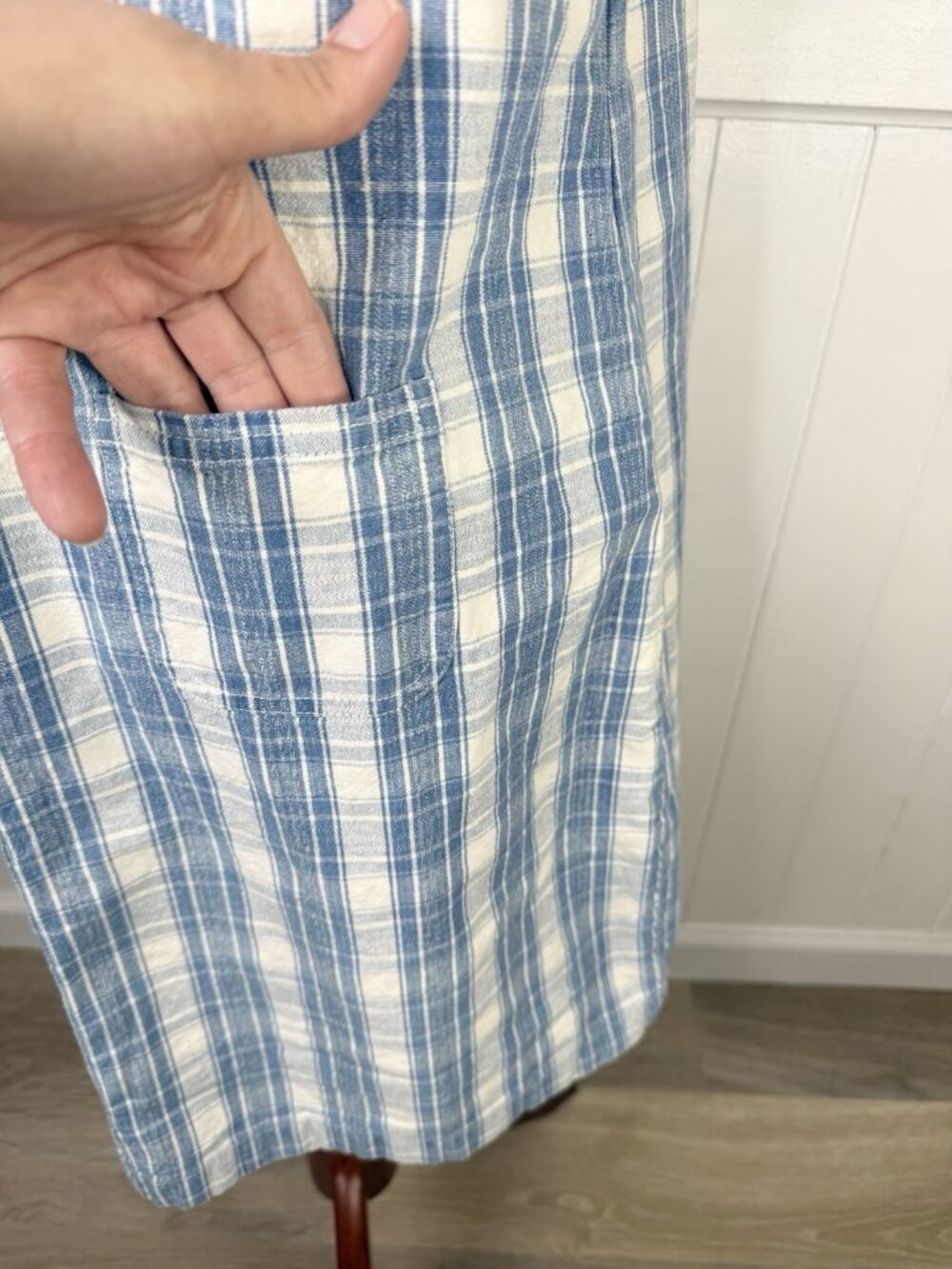 Vintage Plaid Jumper Dress Sz. L Blue Check Jumoef Dress - Picture 5 of 12